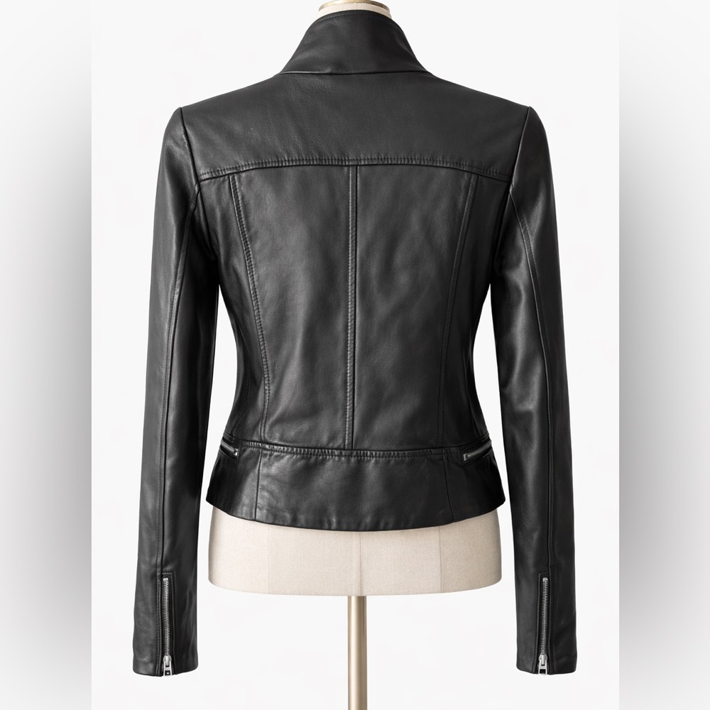 ALLSAINTS Leather Bales Moto Biker Jacket UK 8 / US 4 - Picture 4 of 13